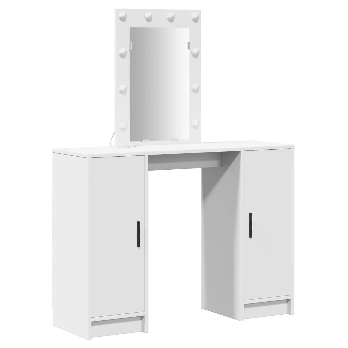 Dressing Table White 102cm Engineered Wood USB Powered LED Lights Storage Drawers