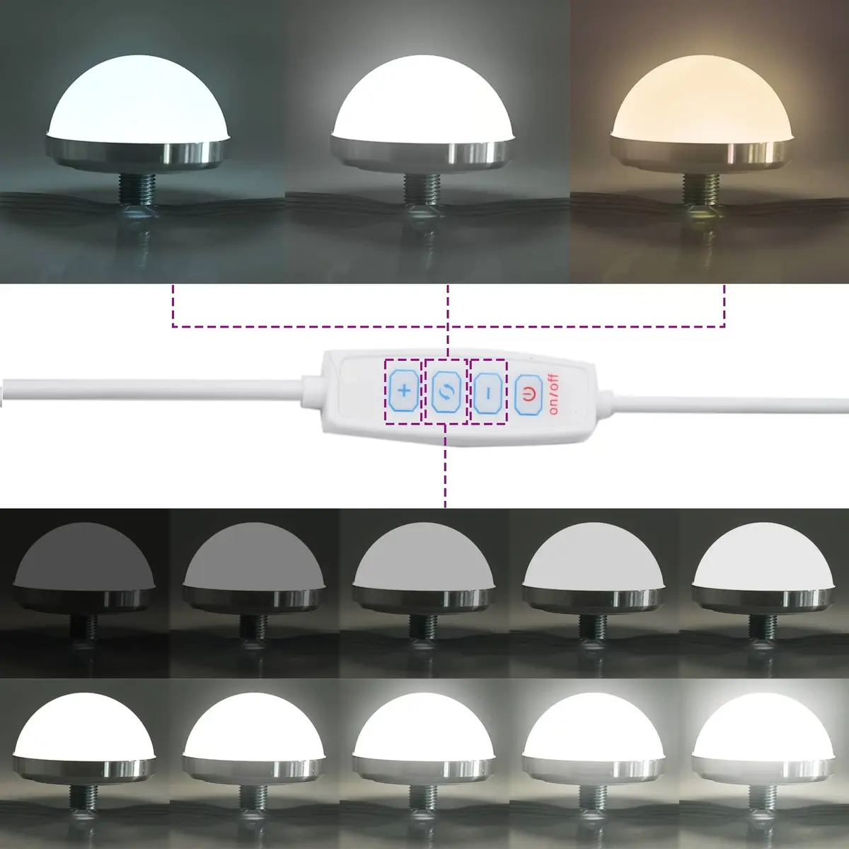 Dressing Table White 102cm Engineered Wood USB Powered LED Lights Storage Drawers