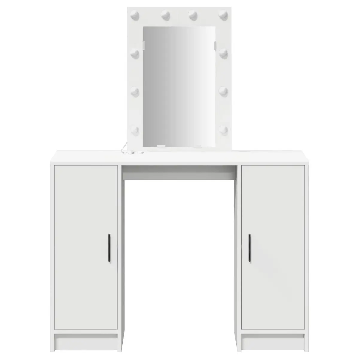 Dressing Table White 102cm Engineered Wood USB Powered LED Lights Storage Drawers