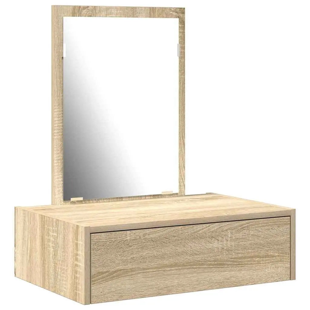 Dressing Table Brown Engineered Wood Integrated Mirror Storage 60 x 40 x 70 cm