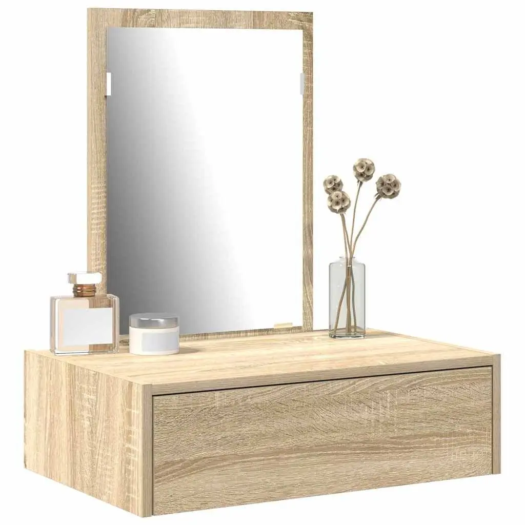 Dressing Table Brown Engineered Wood Integrated Mirror Storage 60 x 40 x 70 cm