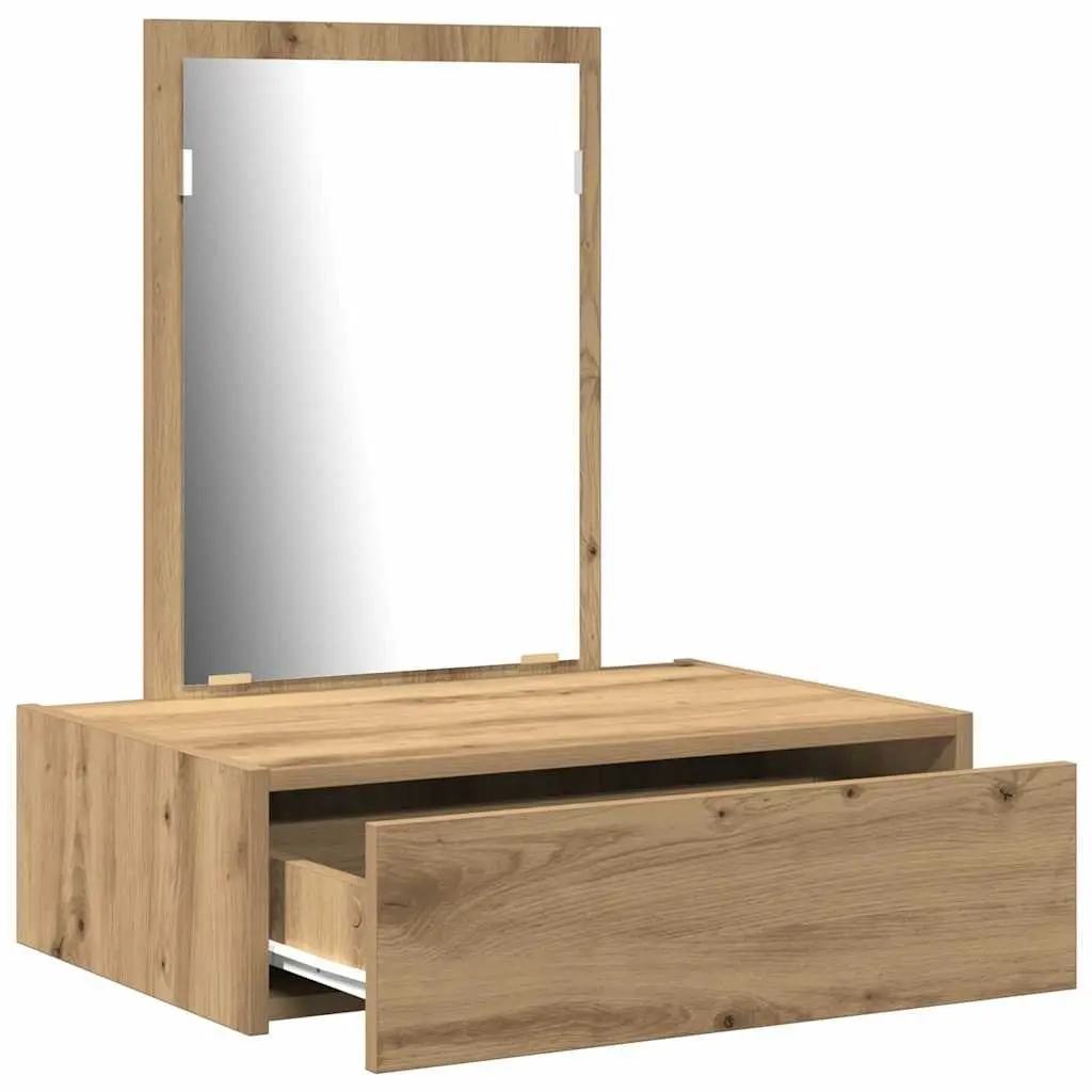 Dressing Table Brown Bedroom Vanity Storage Drawers Mirror Engineered Wood