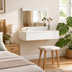 Sleek White Dressing Table with Storage Solutions 83x40x70cm