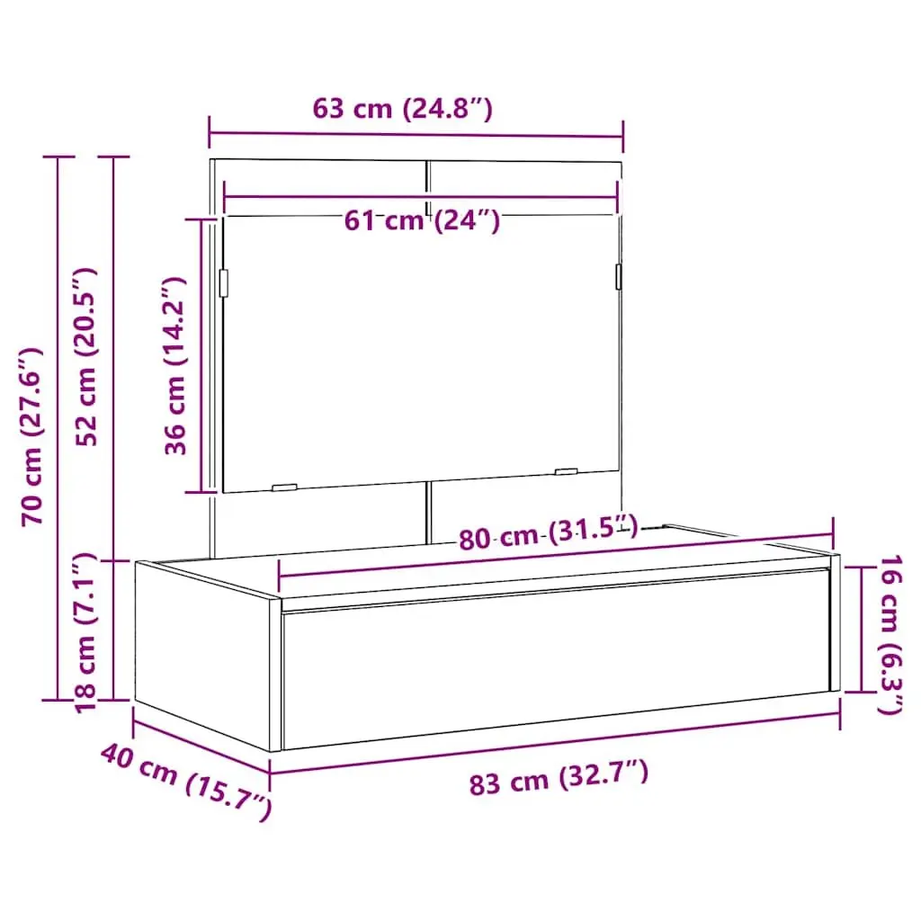 Dressing Table White 83x40x70cm Modern Storage Makeup Console