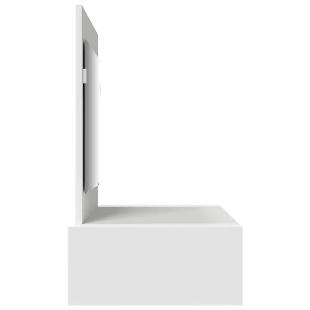 Dressing Table White Modern Engineered Wood Multiple Drawers Integrated Mirror