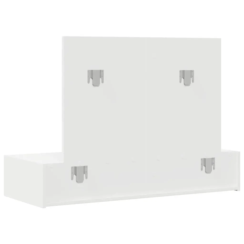 Dressing Table White Modern Engineered Wood Multiple Drawers Integrated Mirror