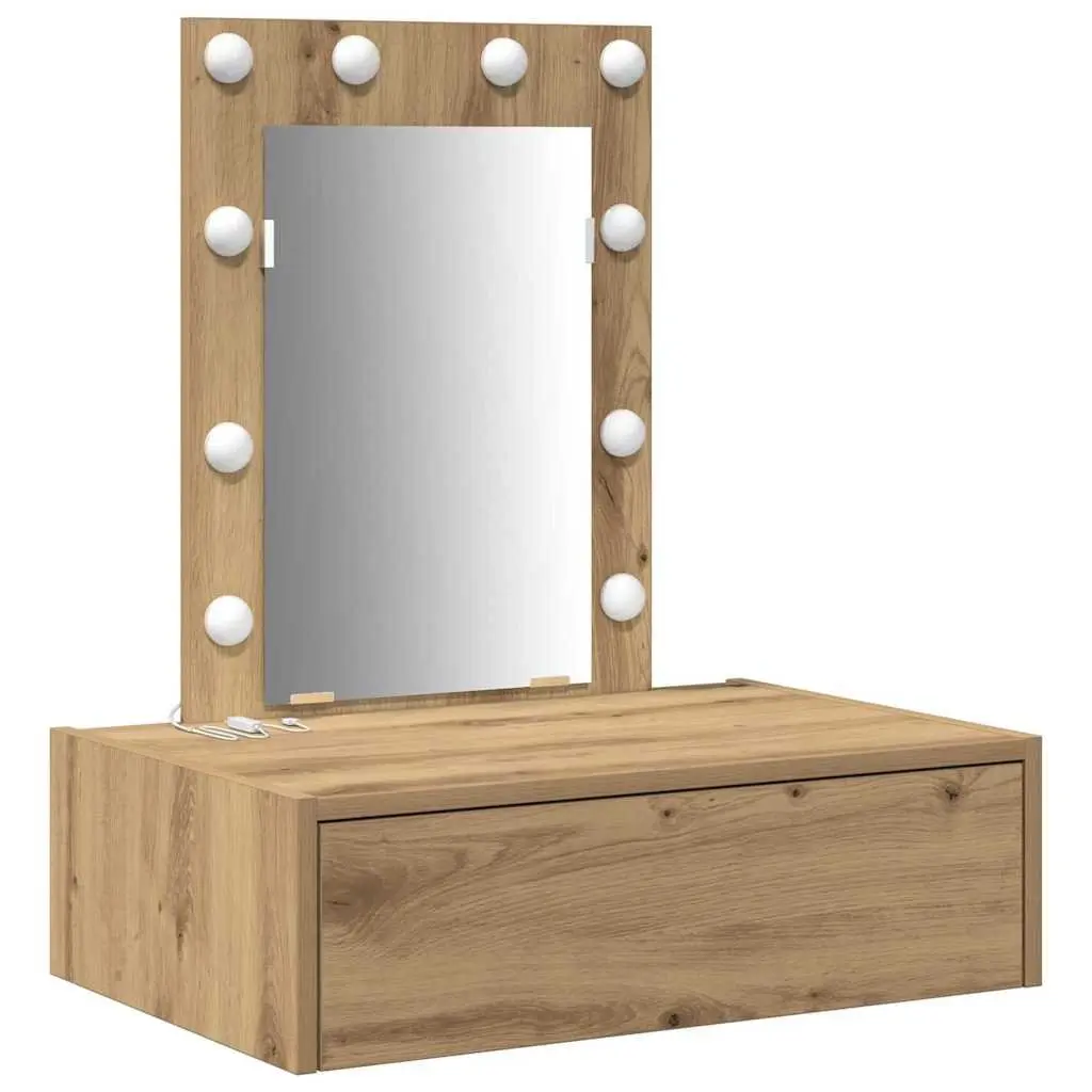 Dressing Table Brown Bedroom Vanity Storage Engineered Wood Modern Minimalist