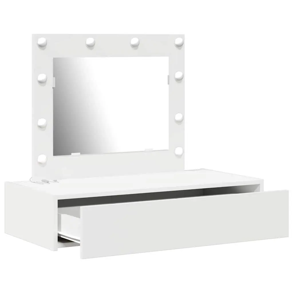 Dressing Table White 83x40x70cm Modern Vanity Unit with Mirror and Drawers Storage