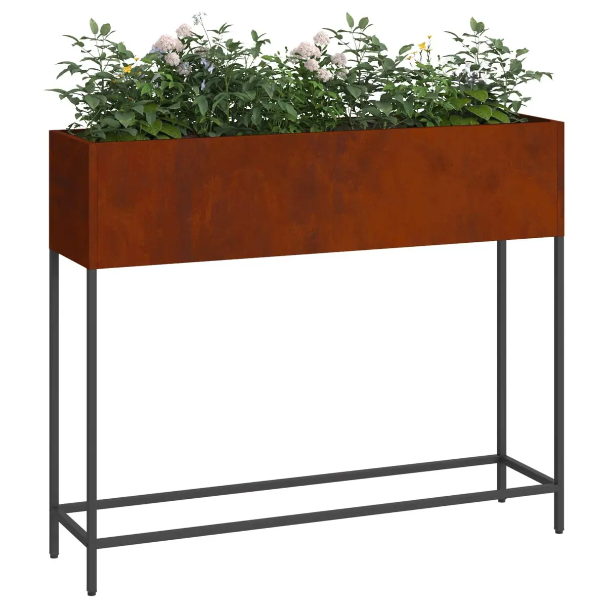 Raised Garden Planter Burnt Orange 100x26x82cm Metal Weathering Steel Outdoor