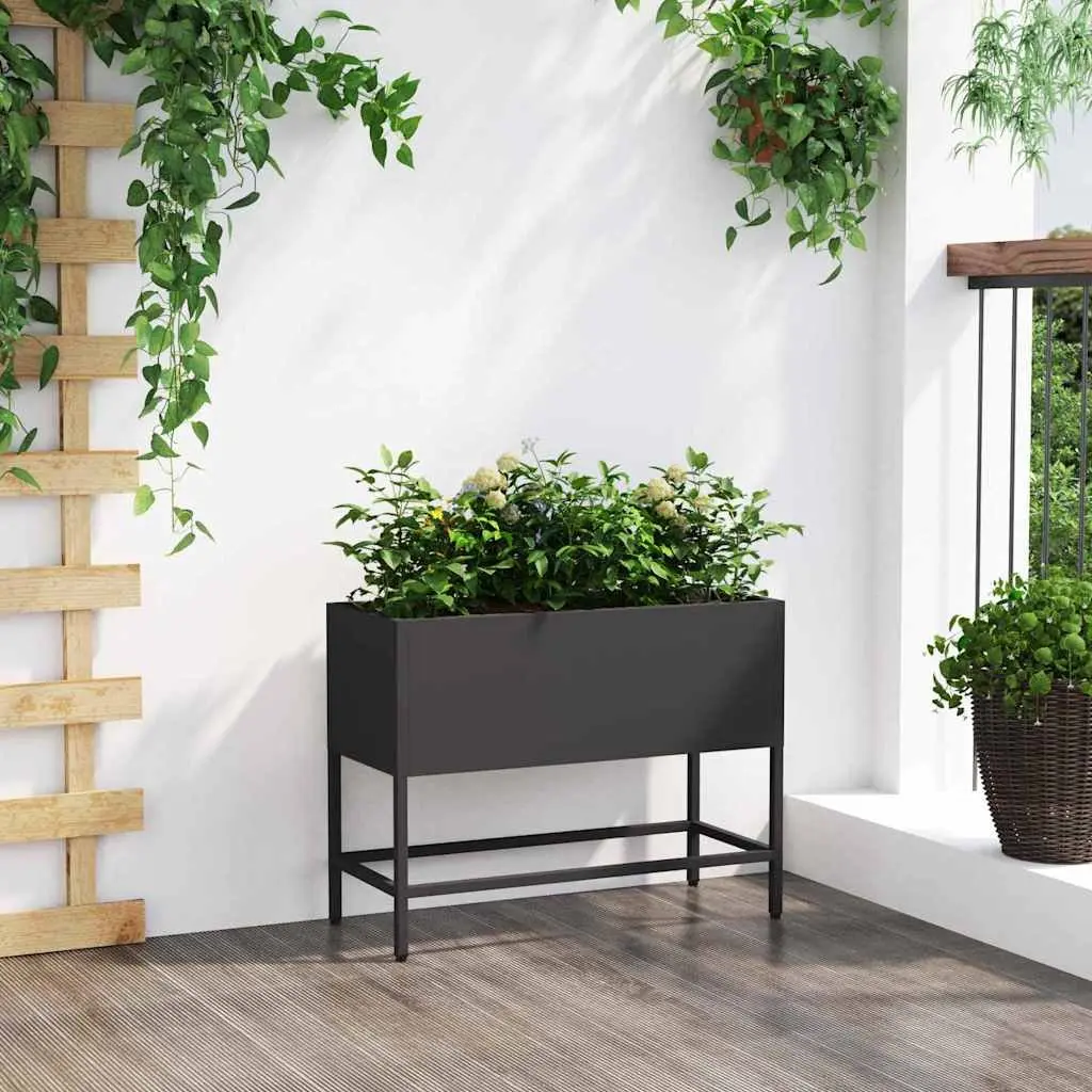 Raised Garden Planter Box Rectangular Black Outdoor Gardening Bed Steel