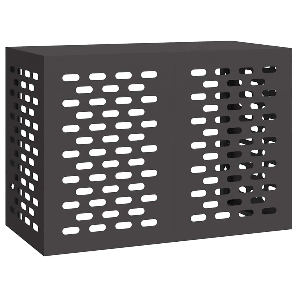 Air Conditioner Cover Black Rectangular Steel Protective Weather Shield