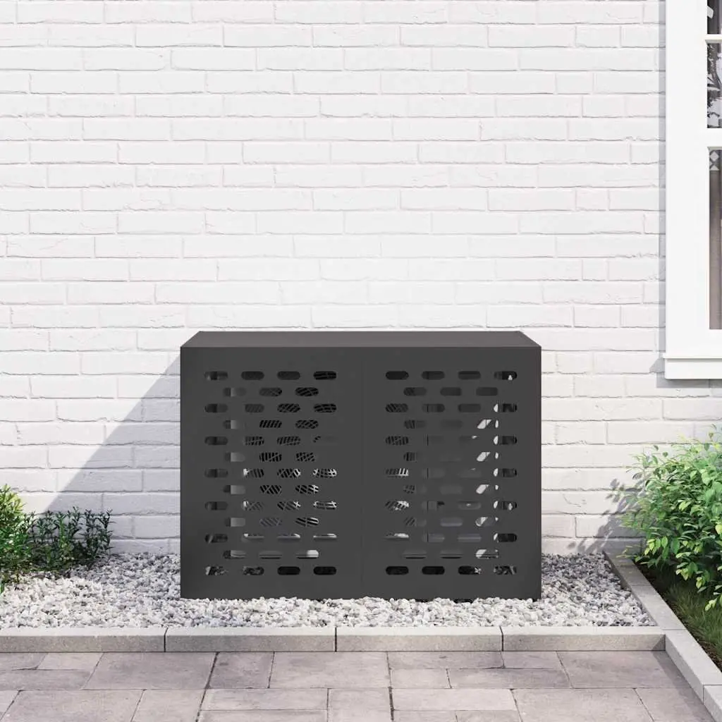 Air Conditioner Cover Black Rectangular Steel Protective Weather Shield