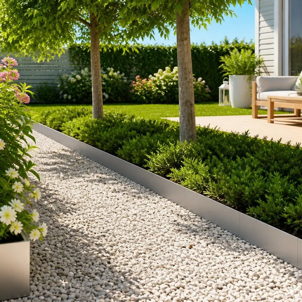 Lawn Edging Silver 100cm Galvanised Steel Weather-resistant Outdoor Garden Border