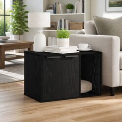 Cat Litter Box Enclosure Furniture Hidden Design Black Oak 60x40x40cm Cabinet