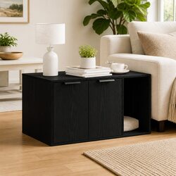 Black Oak Cat Litter Box Enclosure for Homes