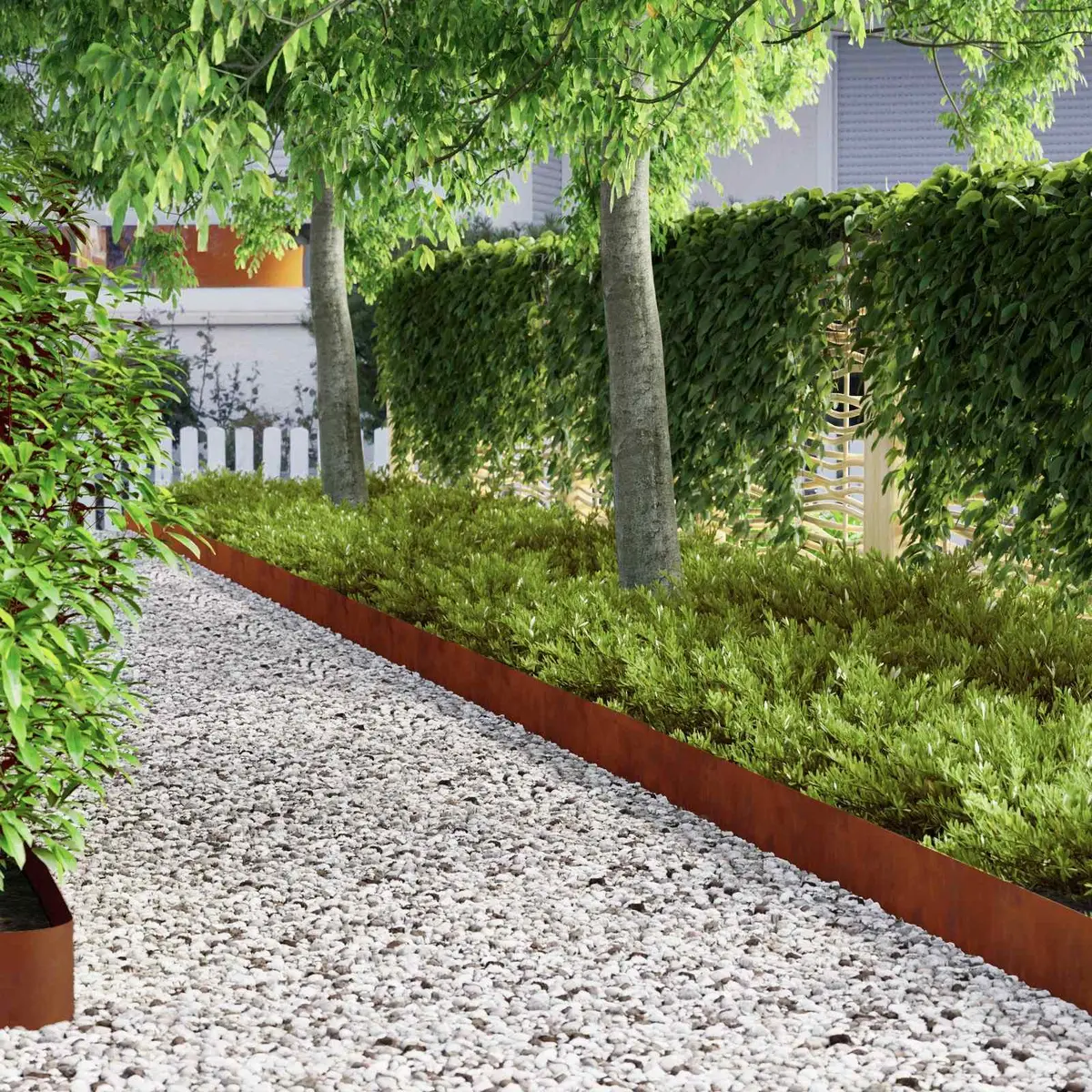 Garden Lawn Edging Brown 450cm Weathering Steel Outdoor Border