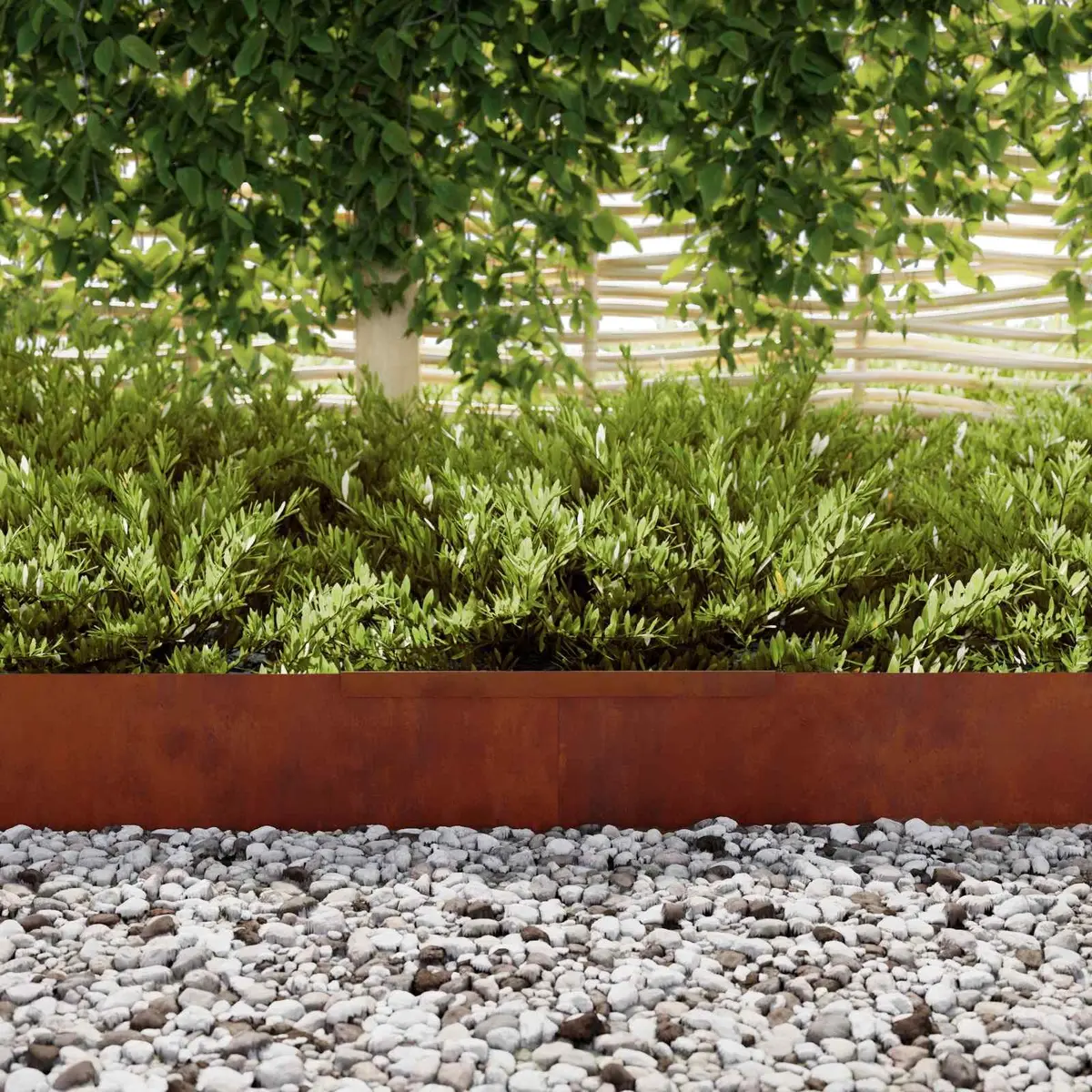 Garden Lawn Edging 4 Pieces Weathering Steel Border Rusty Brown Outdoor