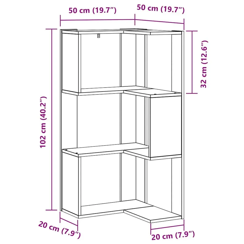 Bookcase Black Oak 50 x 50 x 102 cm Engineered Wood Storage Shelving Unit