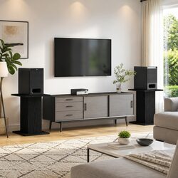 Concise Black Speaker Stands - 2 Pieces for Stability