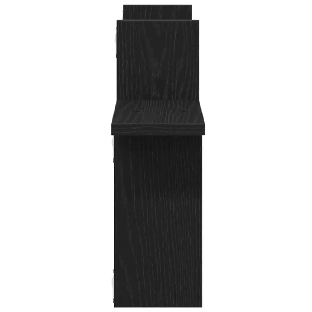 Wall Shelves Black 2 Piece Engineered Wood Floating Storage Display Organiser