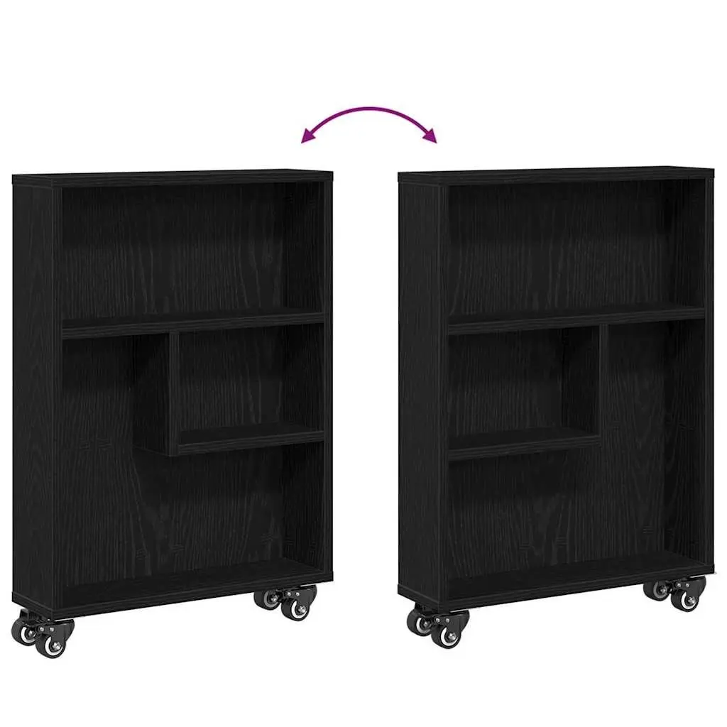 Narrow Storage Trolley Black Engineered Wood Organizer