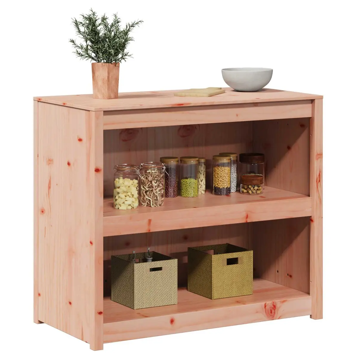Kitchen Cabinet Brown 106x55x92cm Solid Pine Wood Construction with Board Shelves