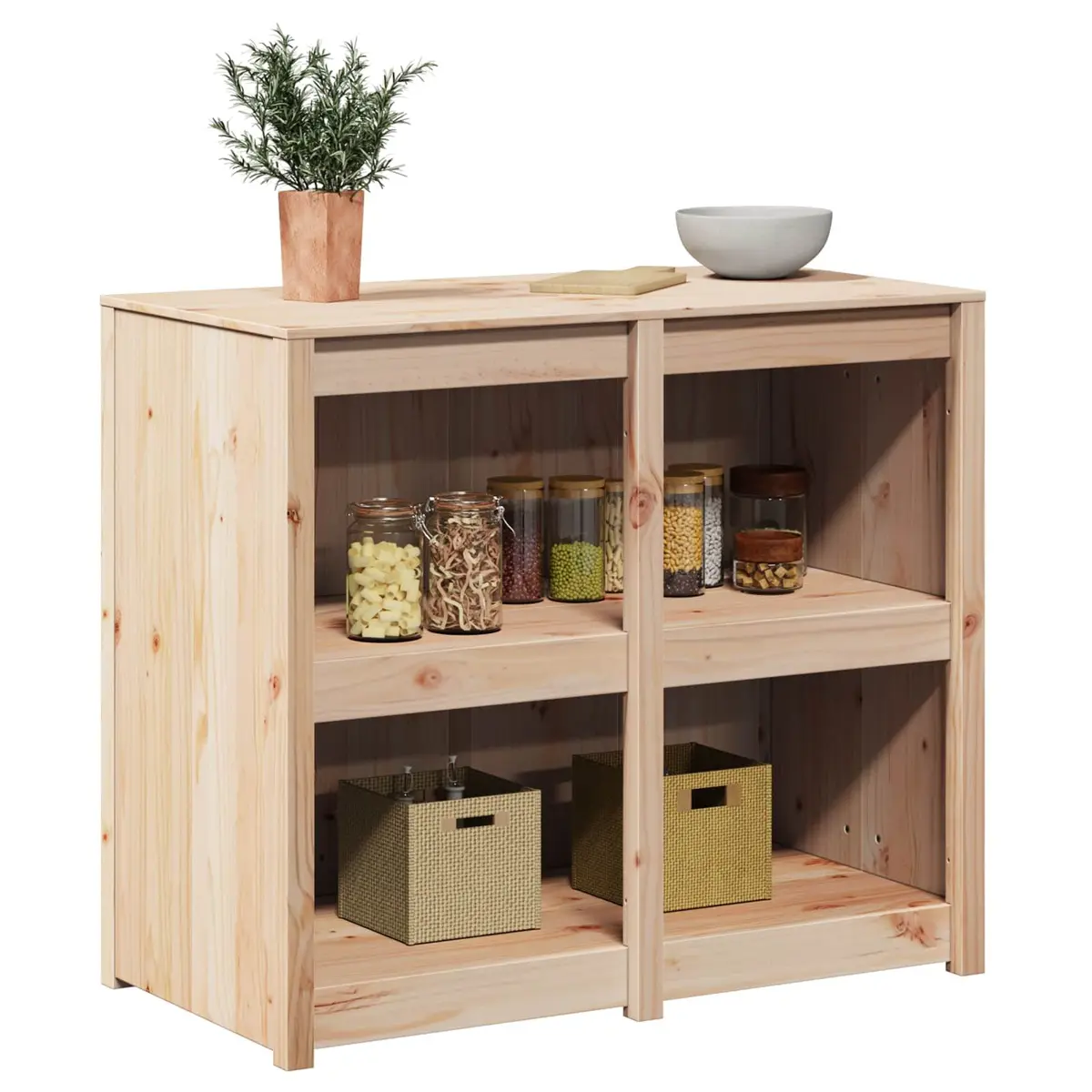 Kitchen Cabinet Brown Oak 106 x 55 x 92 cm Modern Storage Cupboard with Multiple Shelves
