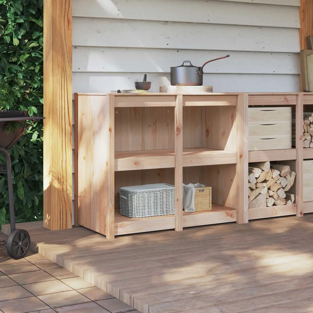 Kitchen Cabinet Brown Oak 106 x 55 x 92 cm Modern Storage Cupboard with Multiple Shelves