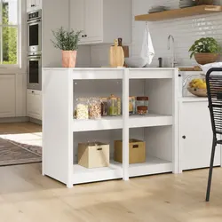 Compact Warm White Kitchen Cabinet: 106 x 55 x 92 cm