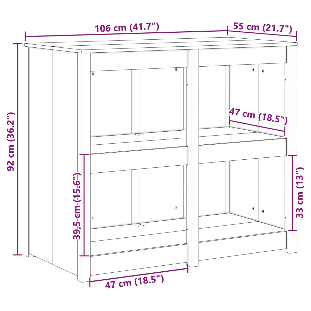 Kitchen Cabinet Warm White 106 x 55 x 92 cm Solid Pine Wood Modern Storage Unit