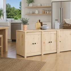 Compact Brown Oak Kitchen Cabinet with Strong Shelves