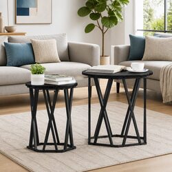 Concise and Elegant Round Coffee Table in Black