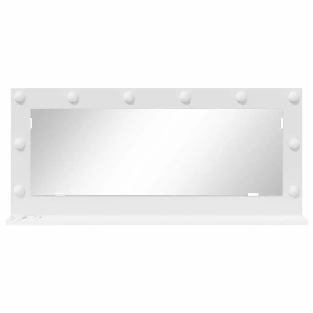 LED Vanity Mirror White 100x45cm Integrated LED Strip Lights Glass Wood