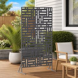 Garden Privacy Screen 100x50x180cm Steel Outdoor Fence Panel Barrier Cut-Out