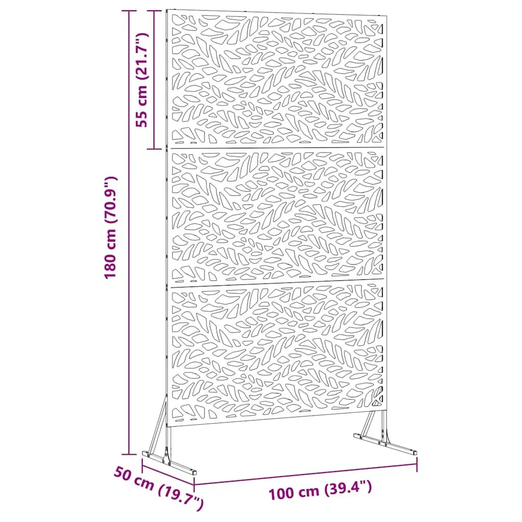 Garden Privacy Screen 100 x 50 x 180 cm Steel Outdoor Patio Barrier Panel