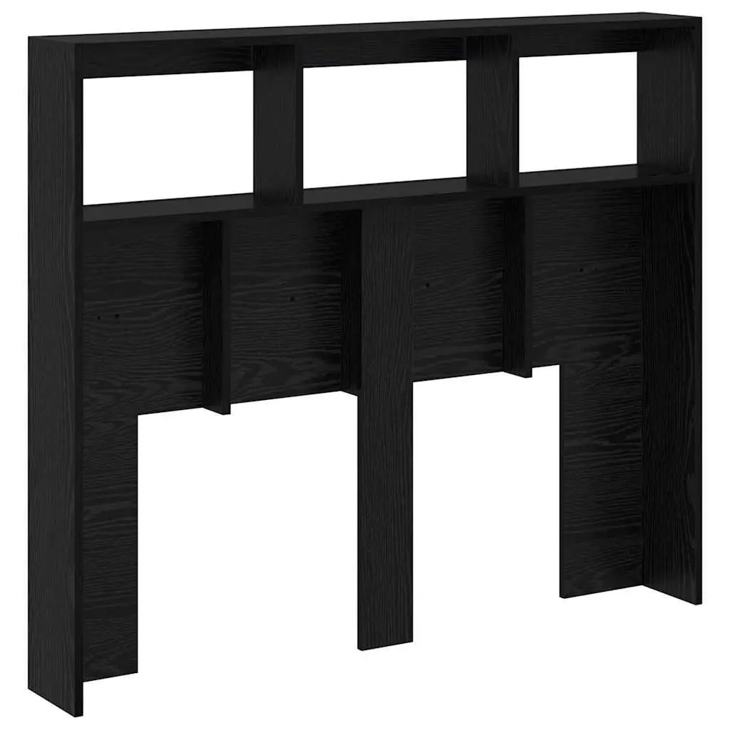 Headboard Black Oak Engineered Wood LED Light USB 120cm