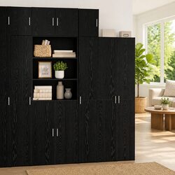 Compact Black Oak Wall Cabinet for Easy Storage
