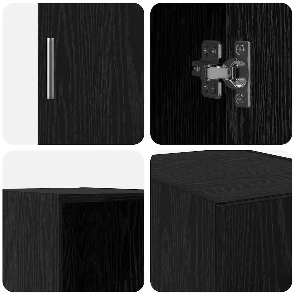 Wall-Mounted Cabinet Black Oak Storage Furniture Living Room Dining Area Display