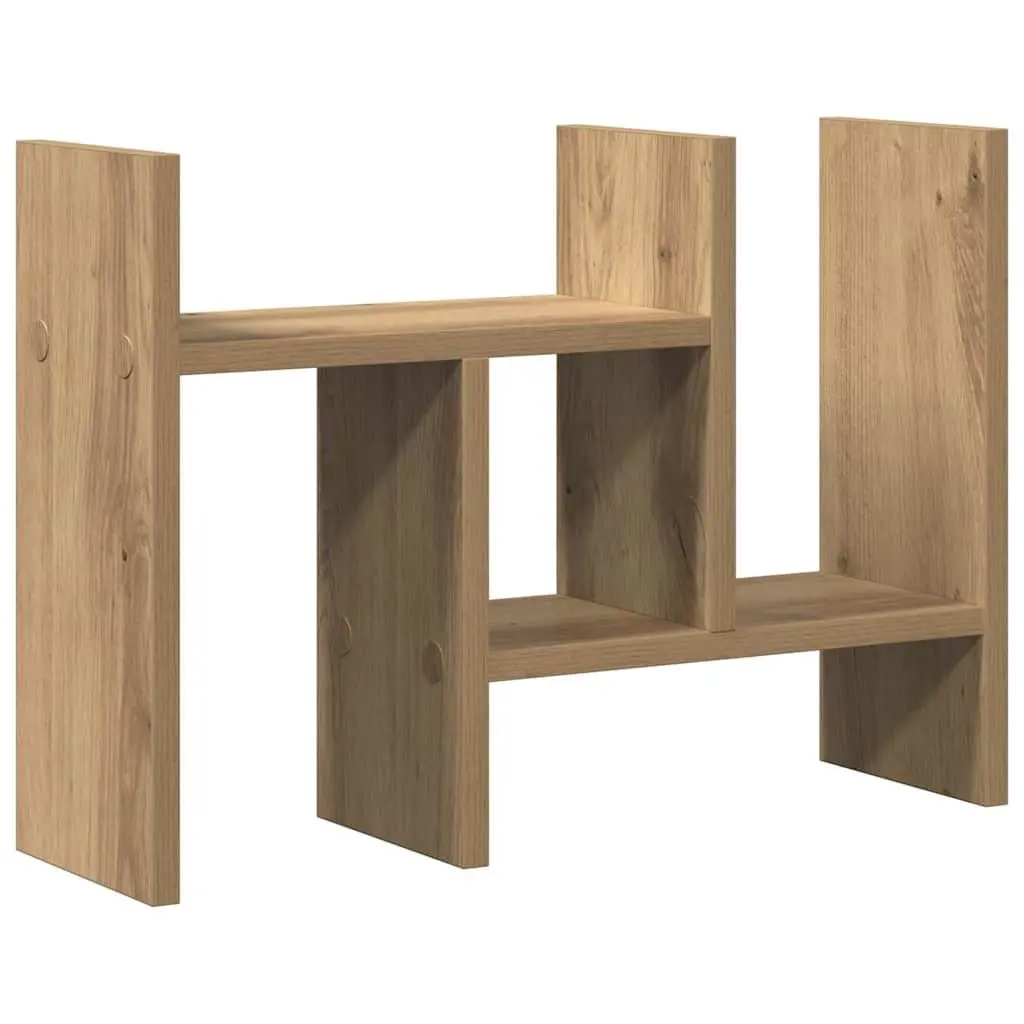 Desk Organiser Brown Engineered Wood Multiple Storage Compartments Tidy Workspace