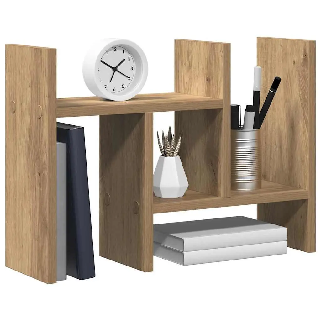 Desk Organiser Brown Engineered Wood Multiple Storage Compartments Tidy Workspace