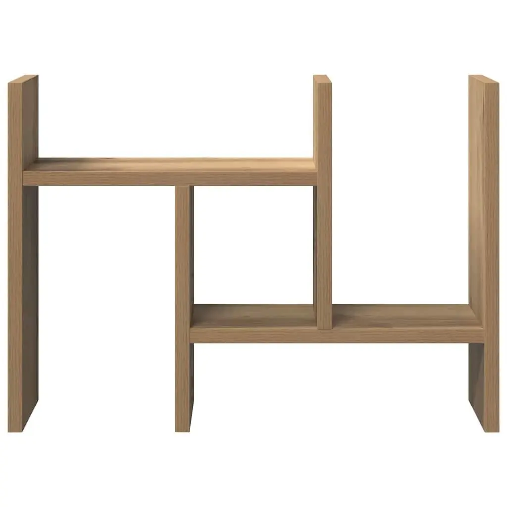 Desk Organiser Brown Engineered Wood Multiple Storage Compartments Tidy Workspace
