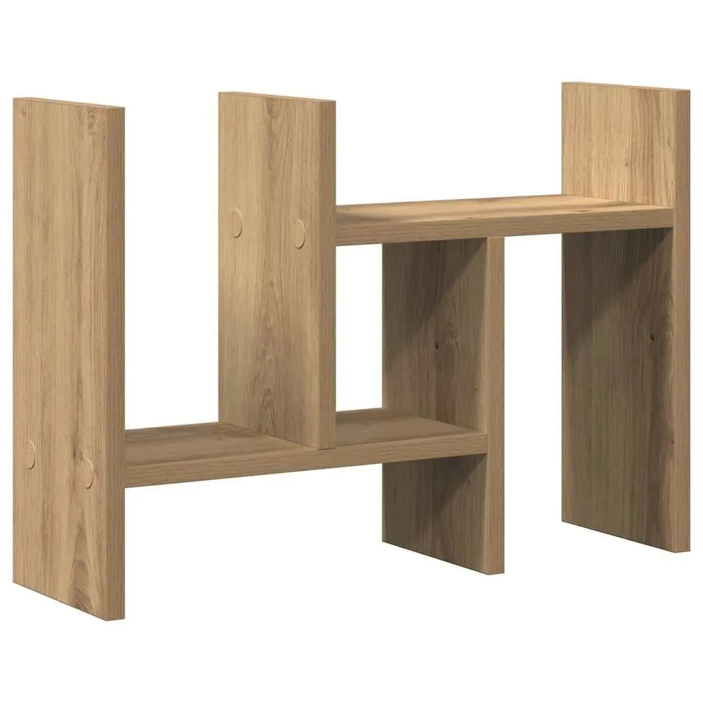 Desk Organiser Brown Engineered Wood Multiple Storage Compartments Tidy Workspace