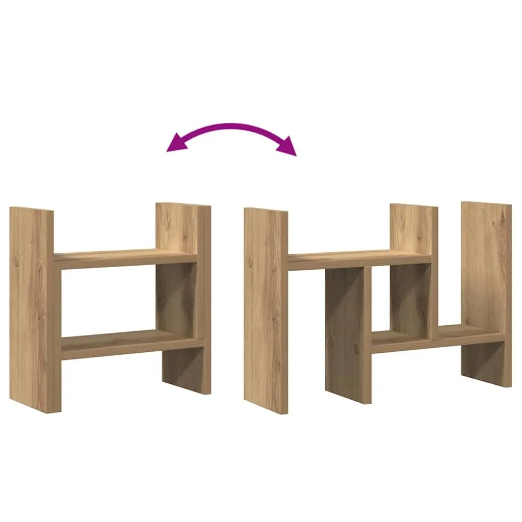 Desk Organiser Brown Engineered Wood Multiple Storage Compartments Tidy Workspace