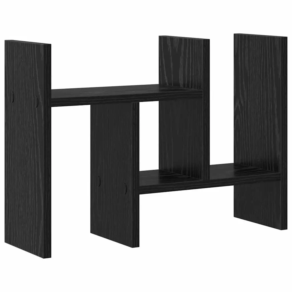 Desk Organiser Black Oak Engineered Wood 50cm Multiple Compartments Office Storage