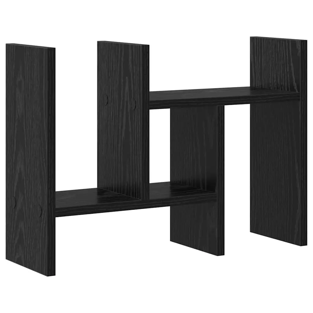 Desk Organiser Black Oak Engineered Wood 50cm Multiple Compartments Office Storage