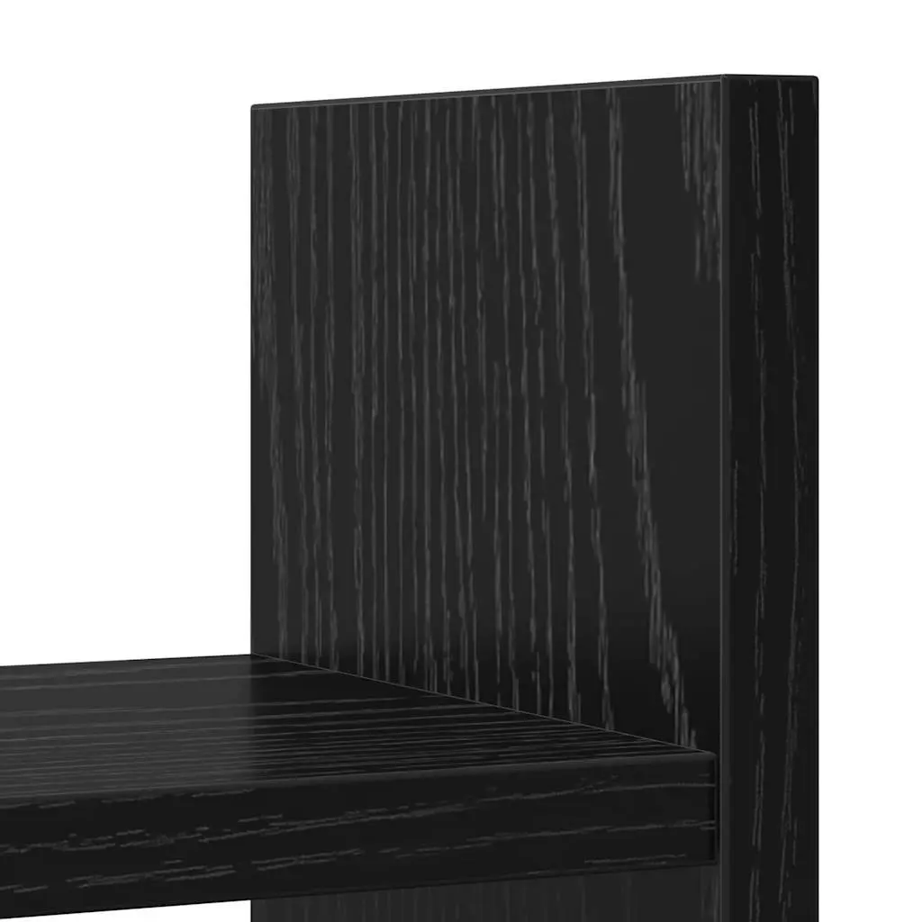 Desk Organiser Black Oak Engineered Wood 50cm Multiple Compartments Office Storage