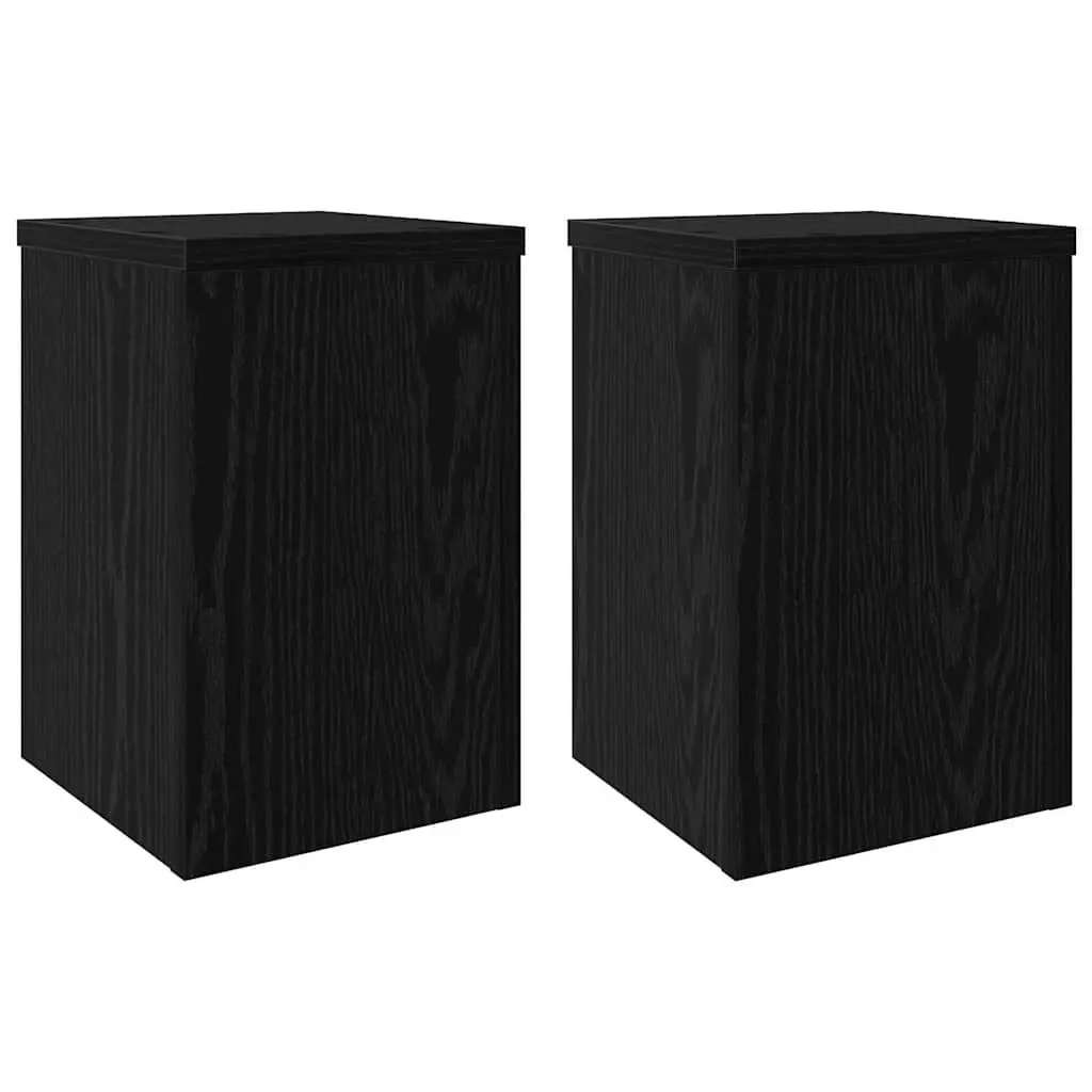 Plant Stand Black 20x20x30cm 2 Piece Engineered Wood Indoor Outdoor Garden Display