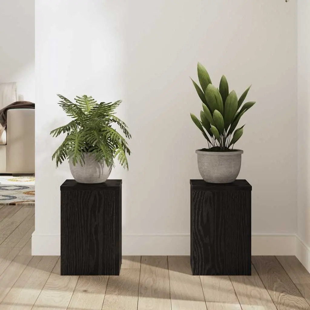 Plant Stand Black 20x20x30cm 2 Piece Engineered Wood Indoor Outdoor Garden Display