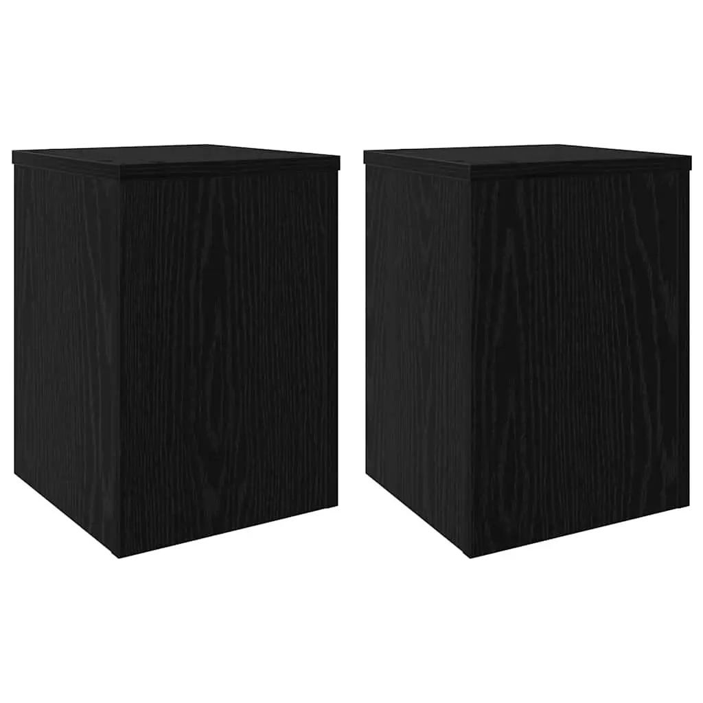 Plant Stand Black Oak 25cm x 25cm x 35cm Engineered Wood 2 Pieces Indoor Outdoor Display