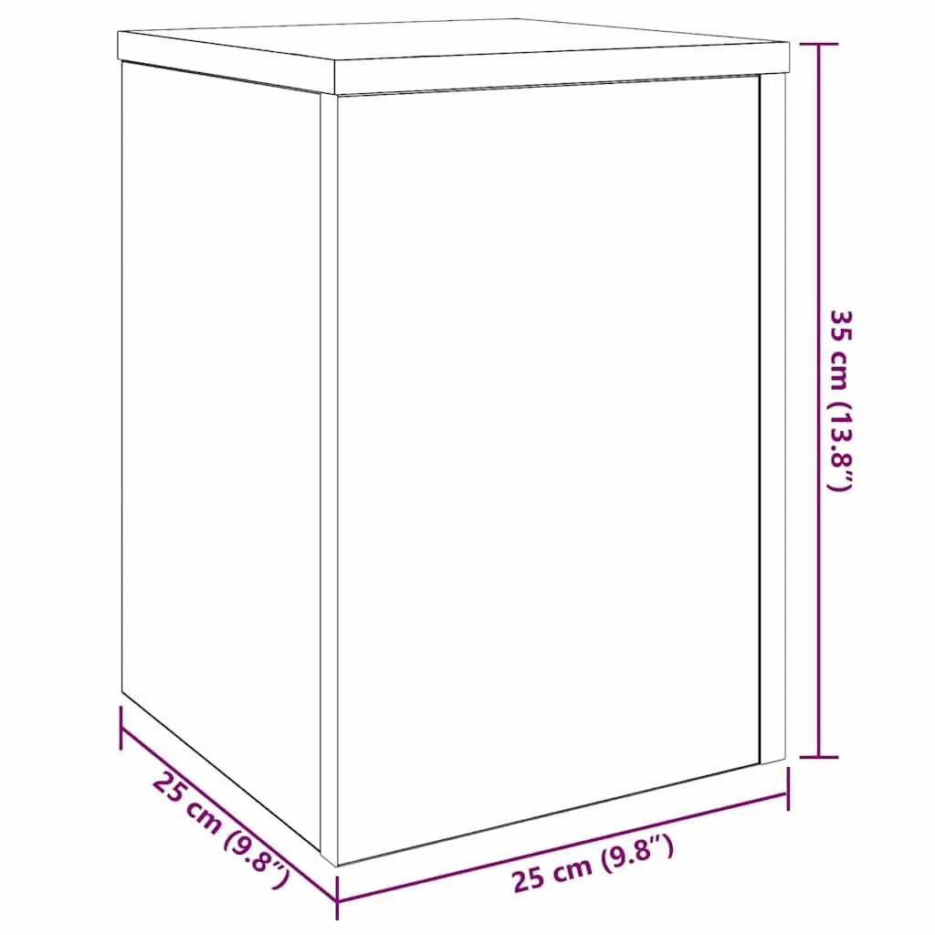 Plant Stand Black Oak 25cm x 25cm x 35cm Engineered Wood 2 Pieces Indoor Outdoor Display